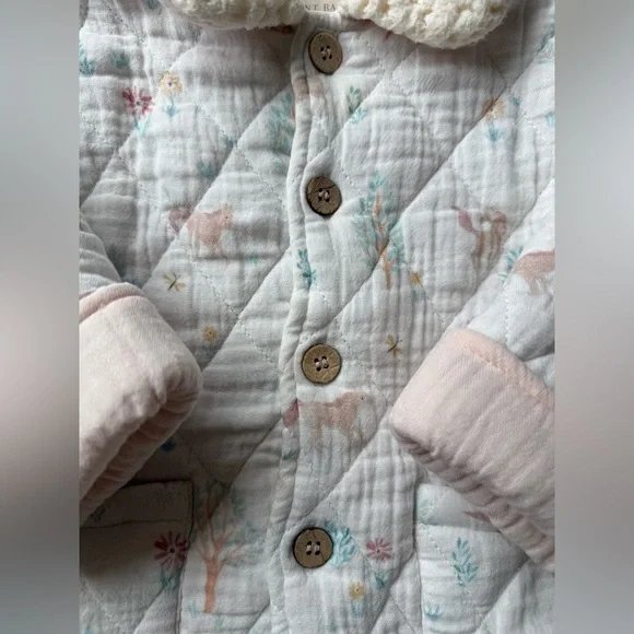 Elegant Baby Pony Meadow Organic Muslin Quilted Jacket 9-12 Months - Picture 8 of 17